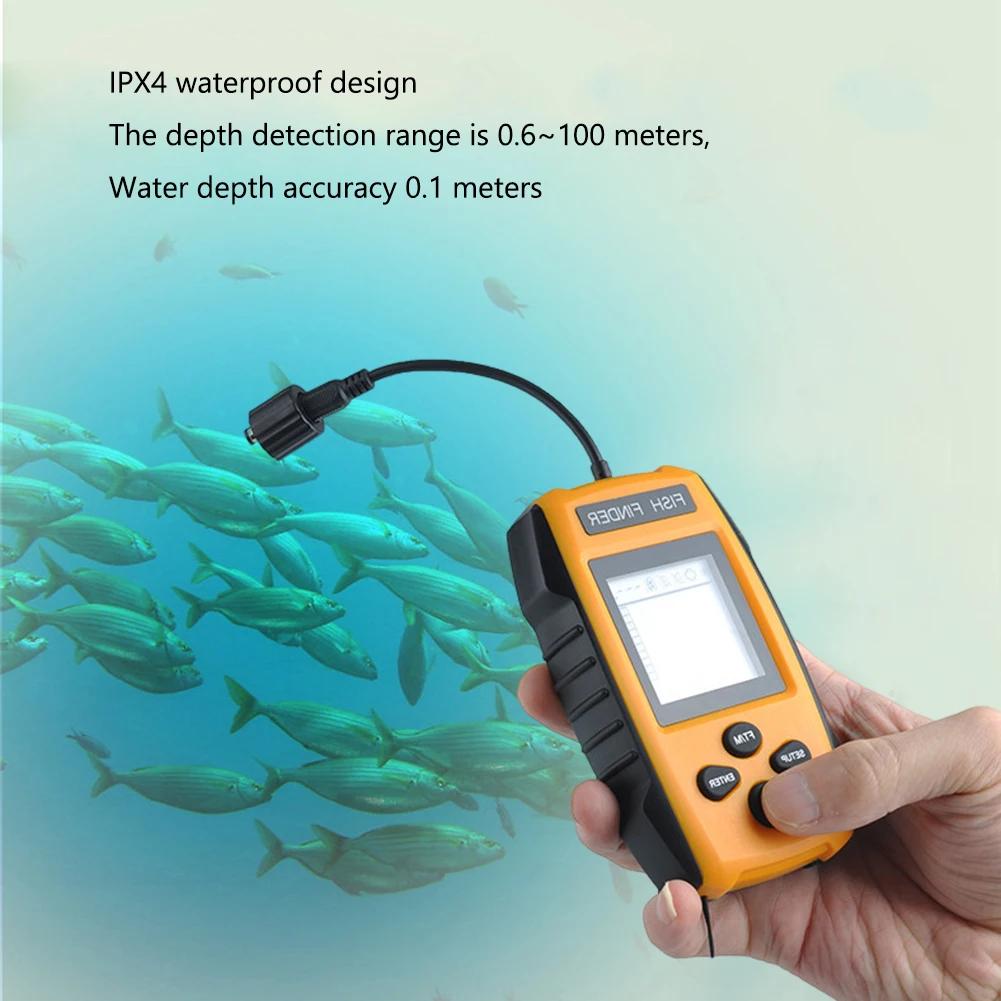 수중 음파 탐지기 LCD 디스플레이, 바다 강 낚시용, 45 도 수중 음파 탐지기, IPX4 방수, 100m